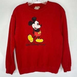 Vintage Walt Disney Mickey Inc Kids Mickey Red Crew Sweatshirt Size Large